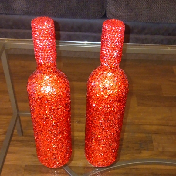 Red Glitter Decorative Bottles